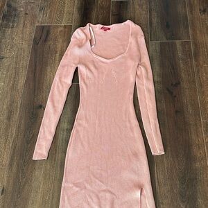 Guess U - Neck Pink Ribbed bodycon Dress Size M.
